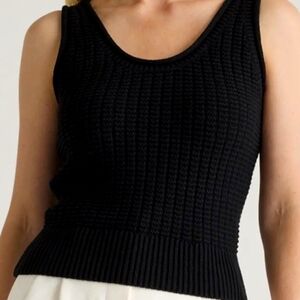 Quince 100% Organic Cotton Waffle Cropped Sweater Tank L NWT!!!